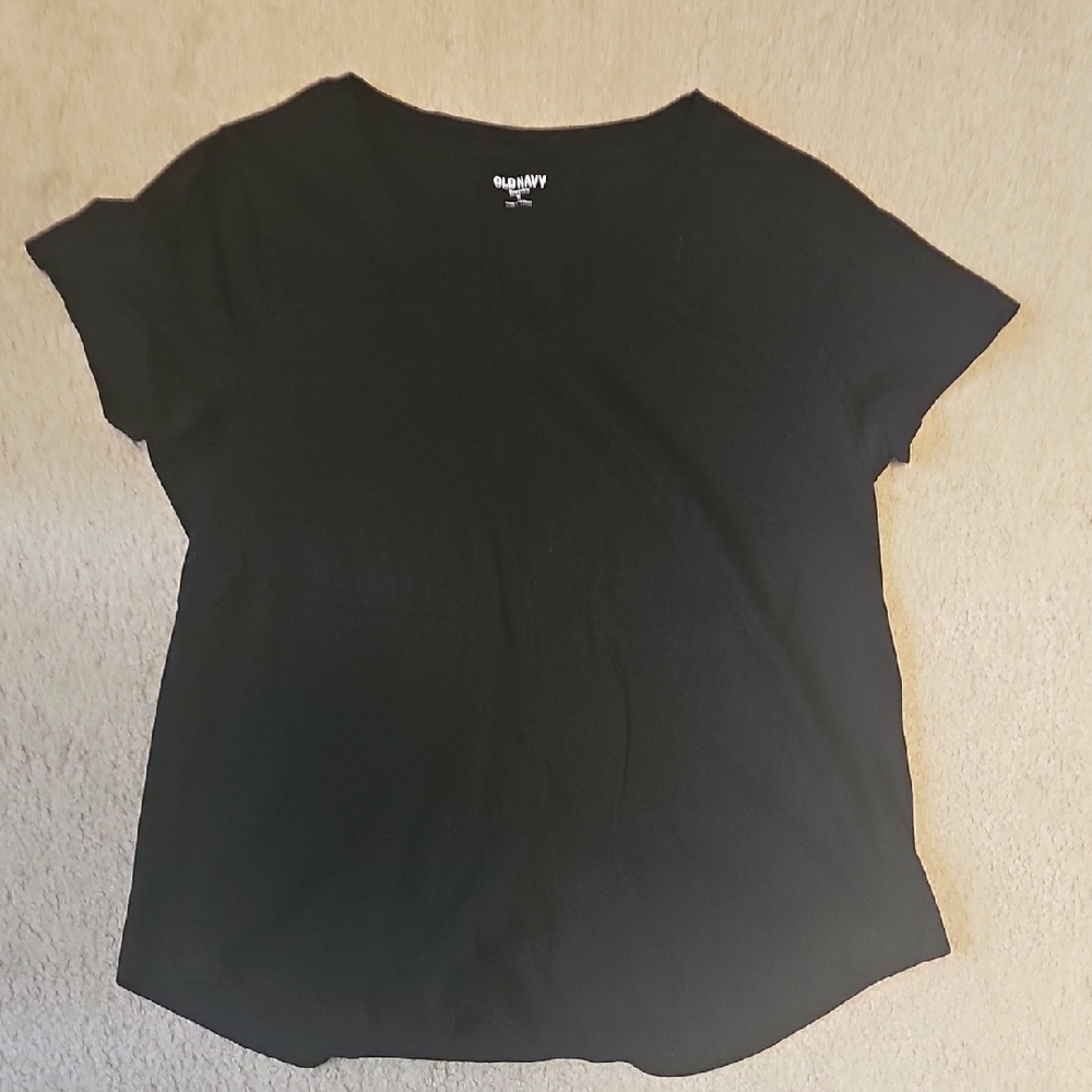 Old Navy Black V neck Cap Sleeve T-Shirt